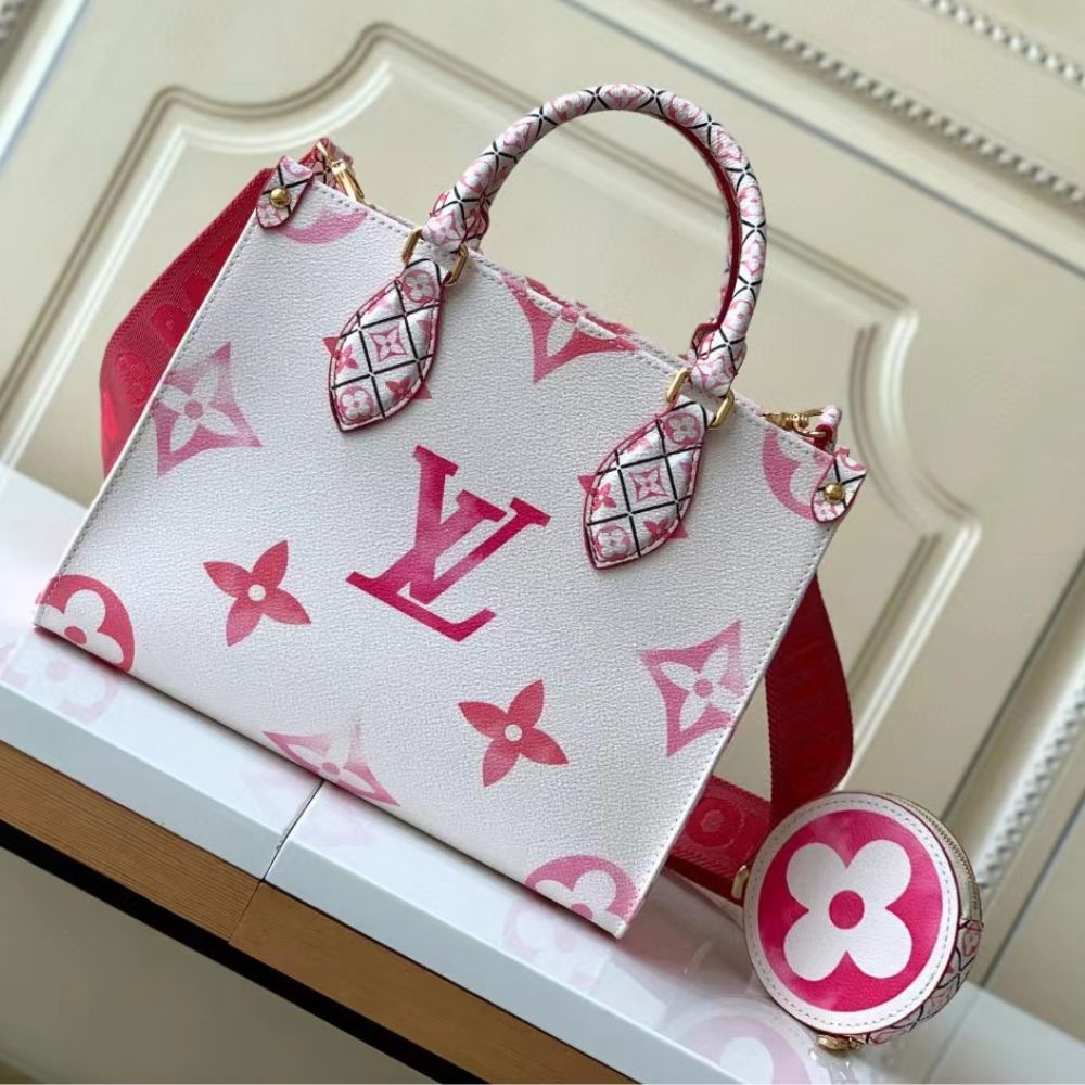 lv onthego pm lv on the go pink