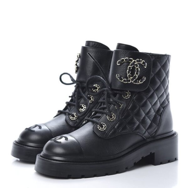 Black Chanel Combat Boots