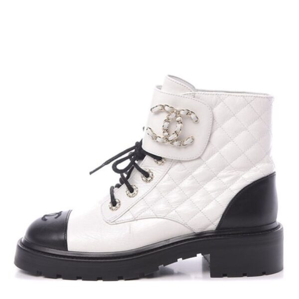 White Chanel Combat Boots
