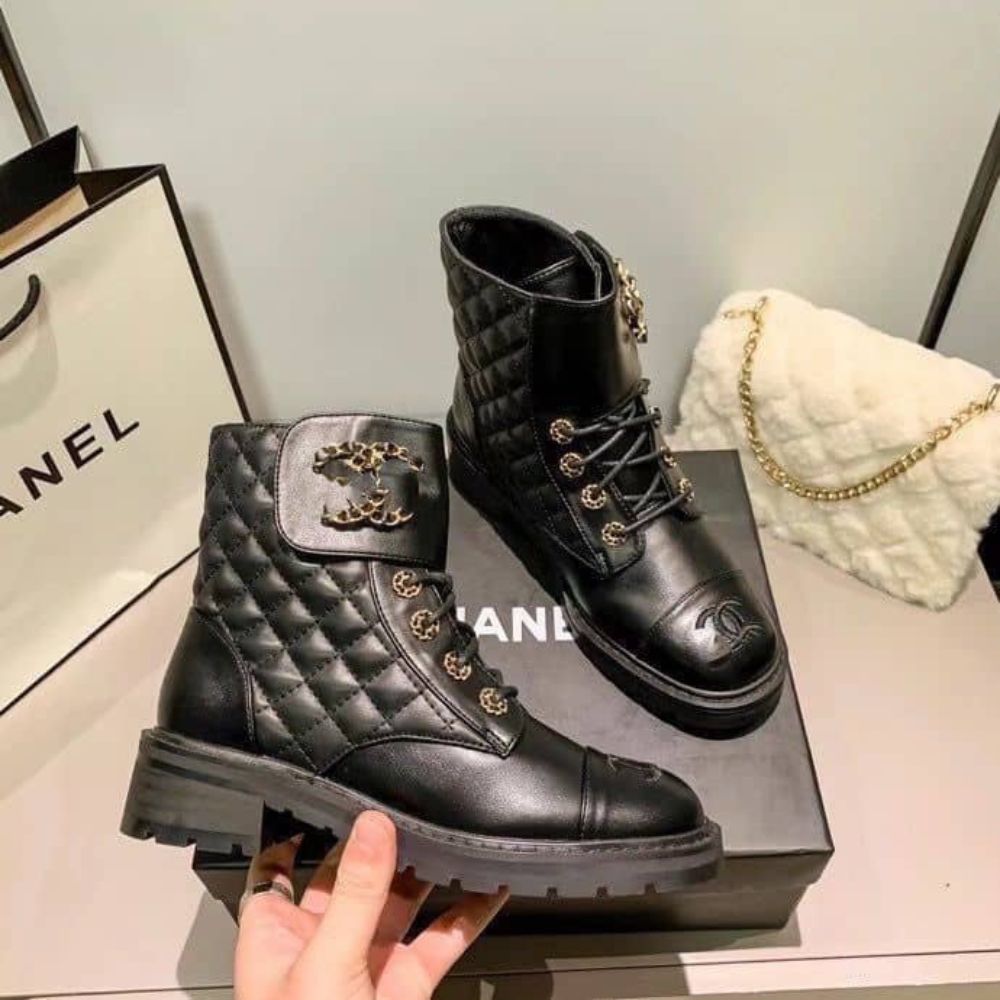 Popular Chanel Quilted Lace Up Combat Boots - Madam Ford