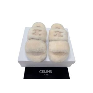 Celine Triomphe Faux Fur Sandals